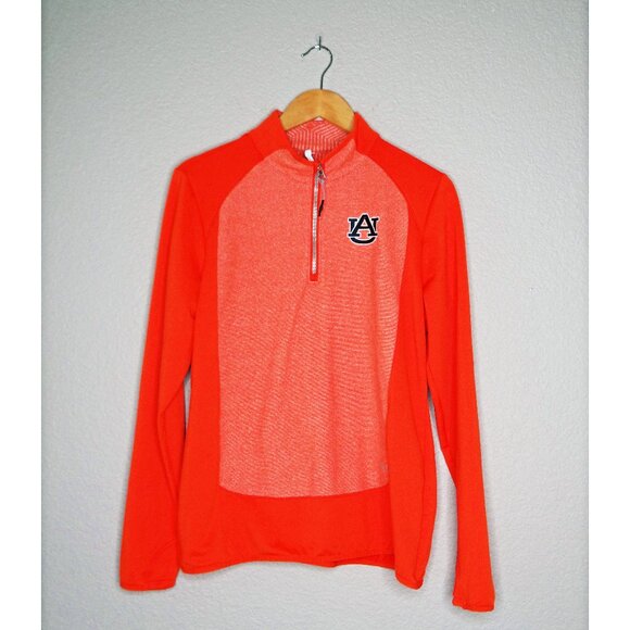 Auburn University AU Under Armour ColdGear Orange & Blue Zip Front Pullover Sz L - Picture 1 of 8